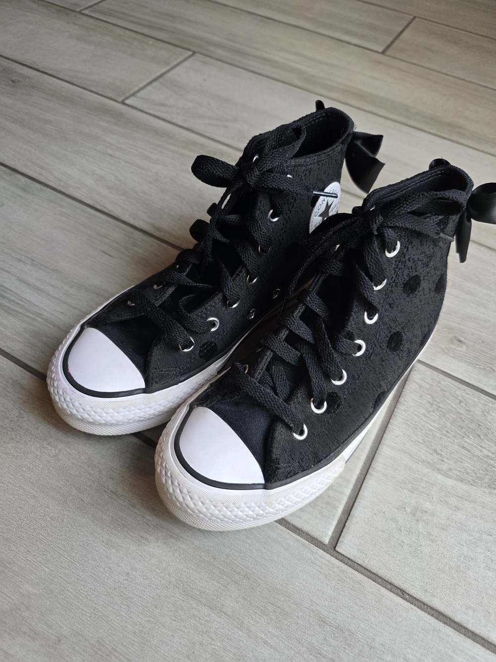 Converse Kids Black High-Top Sneakers with White Toe Cap